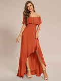Elegant Chiffon High-Low Off The Shoulder Bridesmaid Dress Prom Evening dresses
