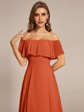 Elegant Chiffon High-Low Off The Shoulder Bridesmaid Dress Prom Evening dresses