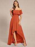 Elegant Chiffon High-Low Off The Shoulder Bridesmaid Dress Prom Evening dresses