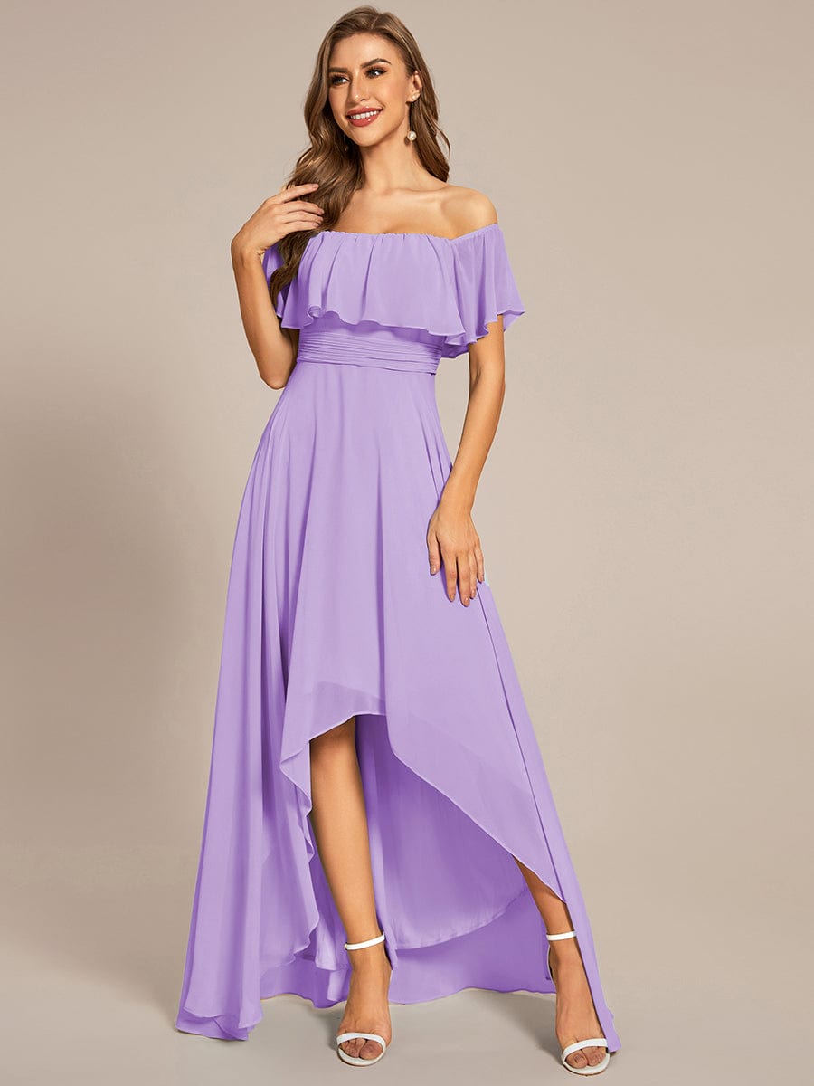Elegant Chiffon High-Low Off The Shoulder Bridesmaid Dress Prom Evening dresses