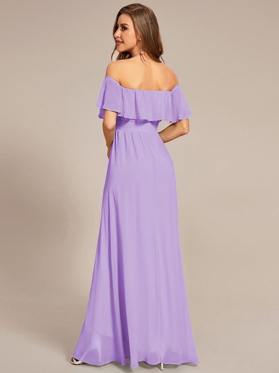 Elegant Chiffon High-Low Off The Shoulder Bridesmaid Dress Prom Evening dresses