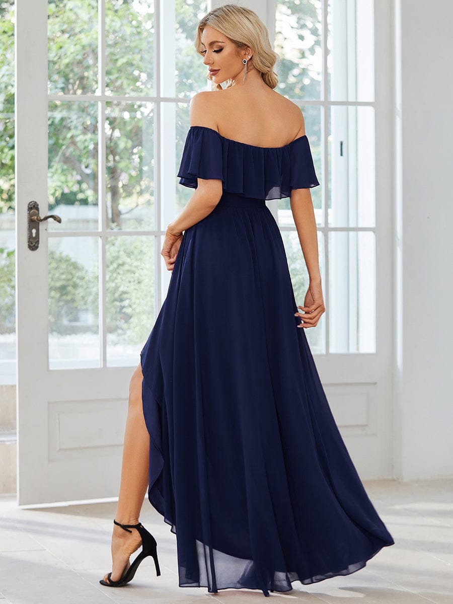 Elegant Chiffon High-Low Off The Shoulder Bridesmaid Dress Prom Evening dresses