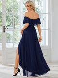Elegant Chiffon High-Low Off The Shoulder Bridesmaid Dress Prom Evening dresses