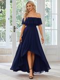 Elegant Chiffon High-Low Off The Shoulder Bridesmaid Dress Prom Evening dresses