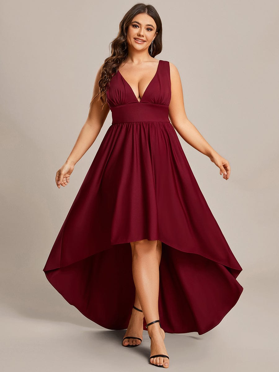 Plus Size Elegant High-Low Sleeveless Empire Waist Bridesmaid Dress Prom Wedding Party Dresses