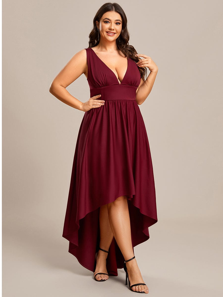 Plus Size Elegant High-Low Sleeveless Empire Waist Bridesmaid Dress Prom Wedding Party Dresses