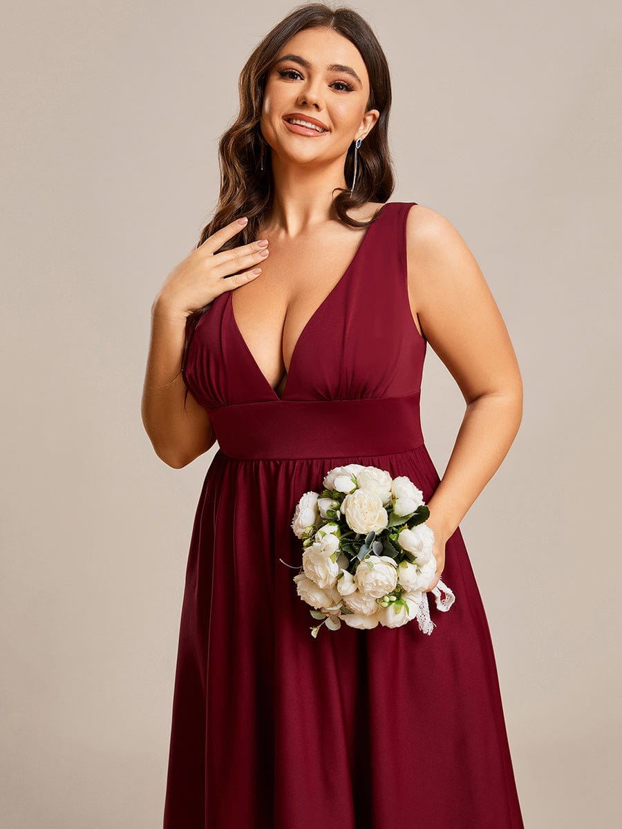 Plus Size Elegant High-Low Sleeveless Empire Waist Bridesmaid Dress Prom Wedding Party Dresses