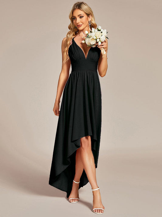 Elegant High-Low Sleeveless Empire Waist Bridesmaid Dress Junior Party Gowns Prom Dresses