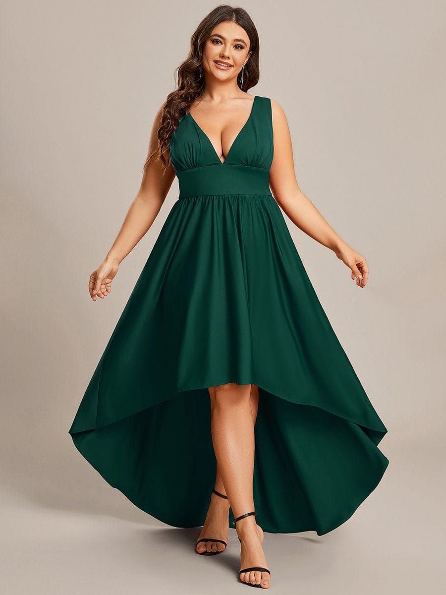Plus Size Elegant High-Low Sleeveless Empire Waist Bridesmaid Dress Prom Wedding Party Dresses