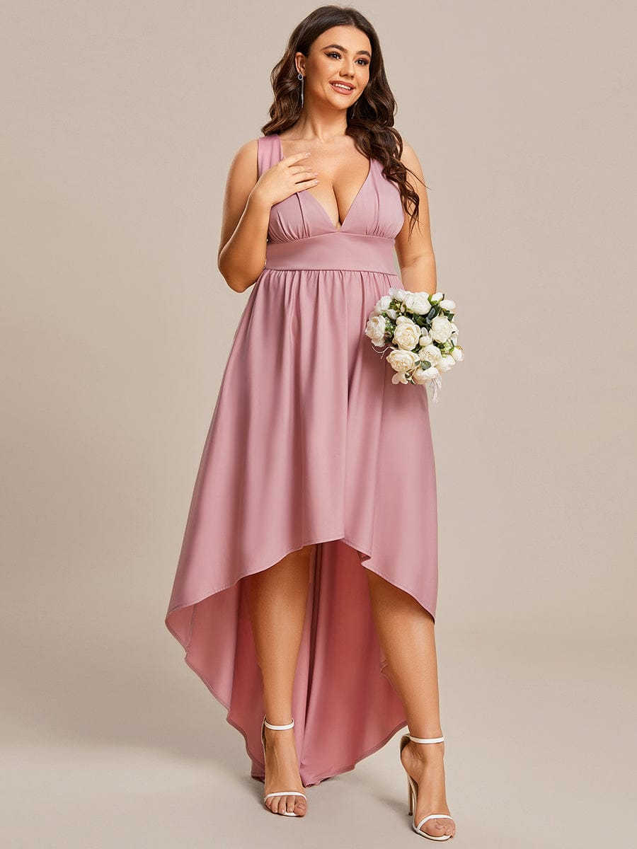 Elegant High-Low Sleeveless Empire Waist Bridesmaid Dress Junior Party Gowns Prom Dresses
