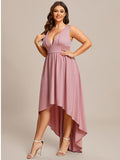 Plus Size Elegant High-Low Sleeveless Empire Waist Bridesmaid Dress Prom Wedding Party Dresses
