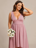 Elegant High-Low Sleeveless Empire Waist Bridesmaid Dress Junior Party Gowns Prom Dresses