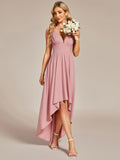 Elegant High-Low Sleeveless Empire Waist Bridesmaid Dress Junior Party Gowns Prom Dresses