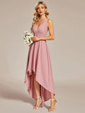 Elegant High-Low Sleeveless Empire Waist Bridesmaid Dress Junior Party Gowns Prom Dresses