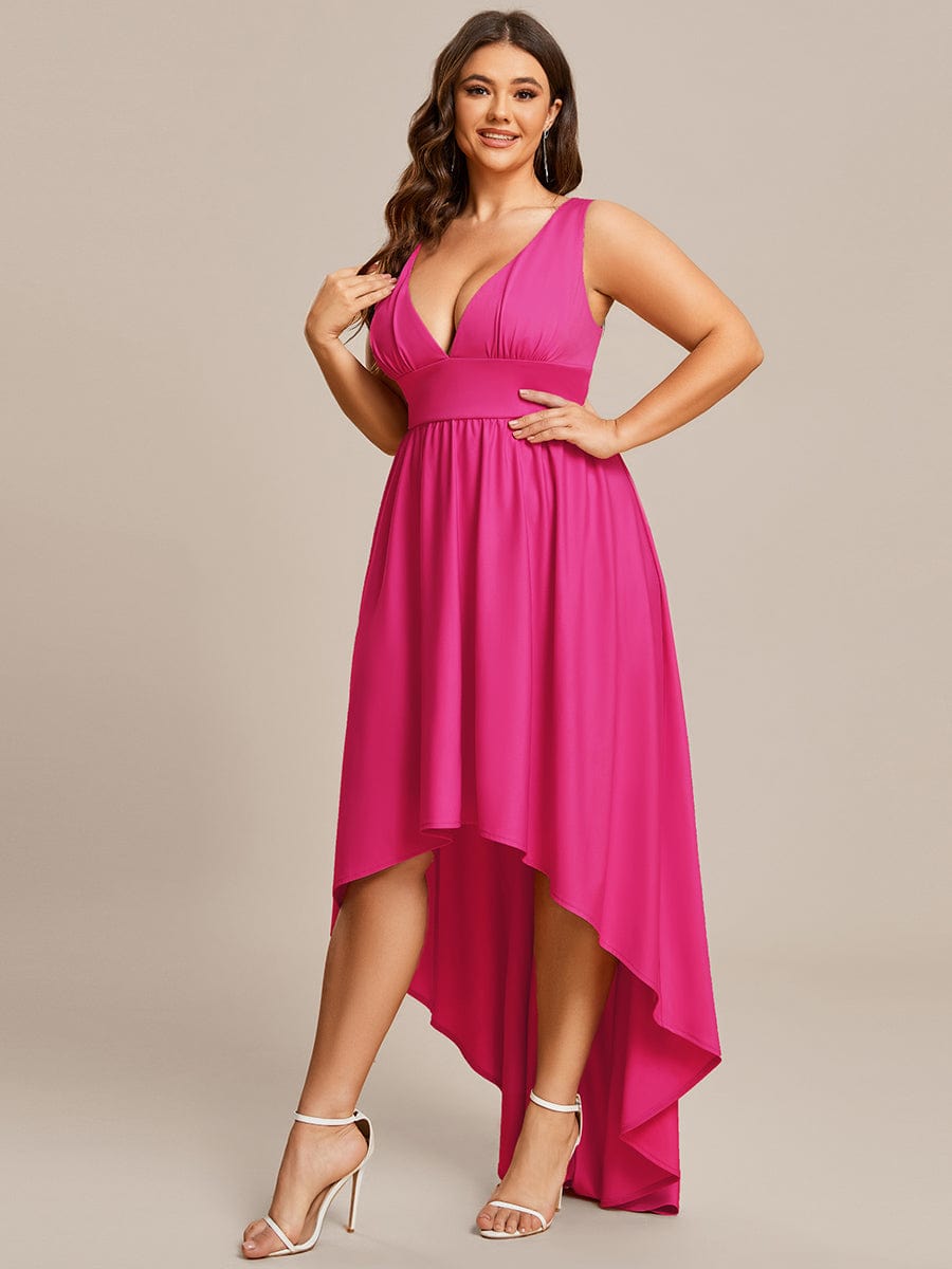 Plus Size Elegant High-Low Sleeveless Empire Waist Bridesmaid Dress Prom Wedding Party Dresses