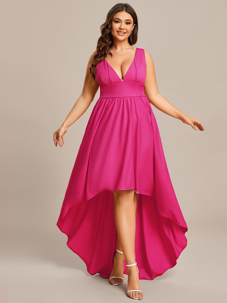 Plus Size Elegant High-Low Sleeveless Empire Waist Bridesmaid Dress Prom Wedding Party Dresses
