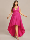 Plus Size Elegant High-Low Sleeveless Empire Waist Bridesmaid Dress Prom Wedding Party Dresses