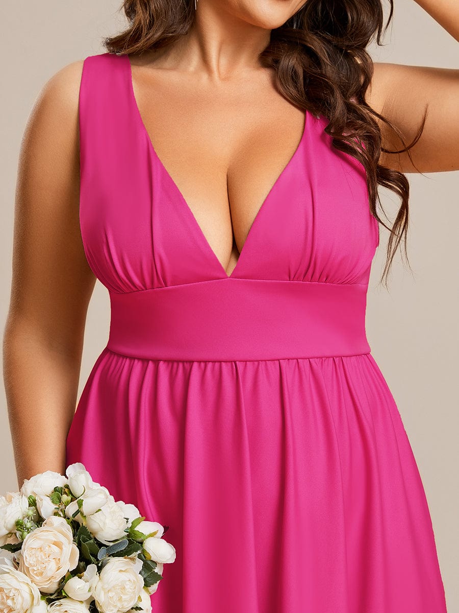 Plus Size Elegant High-Low Sleeveless Empire Waist Bridesmaid Dress Prom Wedding Party Dresses