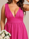 Plus Size Elegant High-Low Sleeveless Empire Waist Bridesmaid Dress Prom Wedding Party Dresses