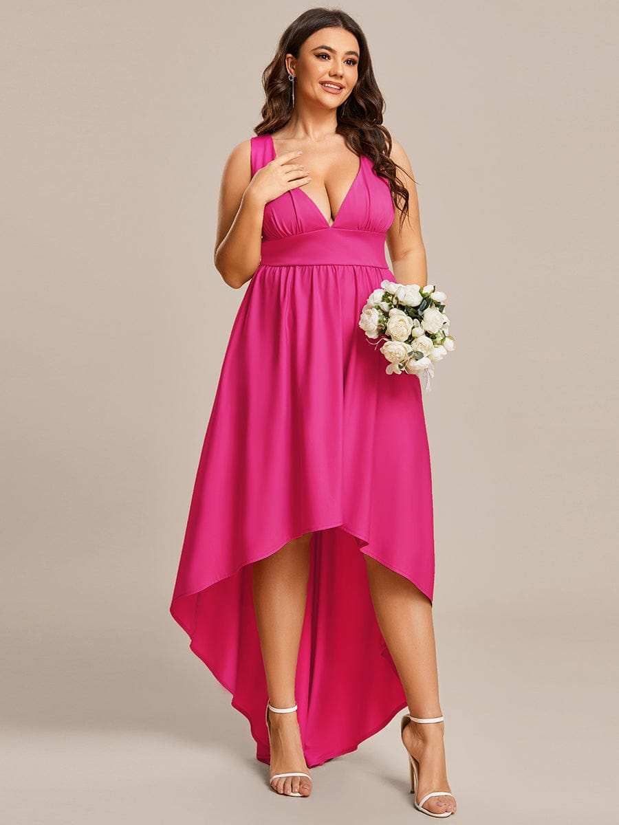 Plus Size Elegant High-Low Sleeveless Empire Waist Bridesmaid Dress Prom Wedding Party Dresses
