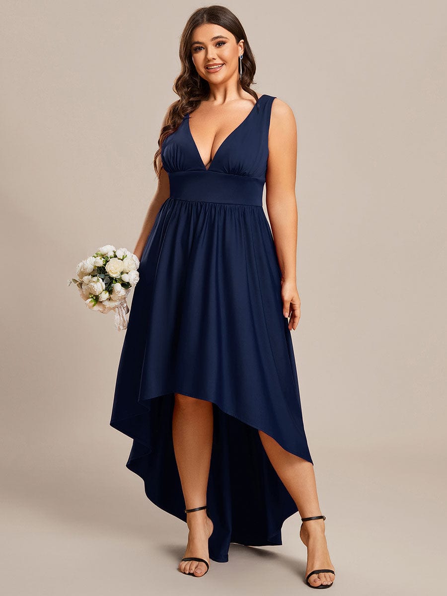 Plus Size Elegant High-Low Sleeveless Empire Waist Bridesmaid Dress Prom Wedding Party Dresses