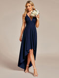 Elegant High-Low Sleeveless Empire Waist Bridesmaid Dress Junior Party Gowns Prom Dresses