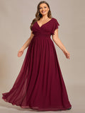 Plus Size Chiffon Pleated A-Line Back Cutout Bridesmaid Dress Formal Evening Dresses Gowns