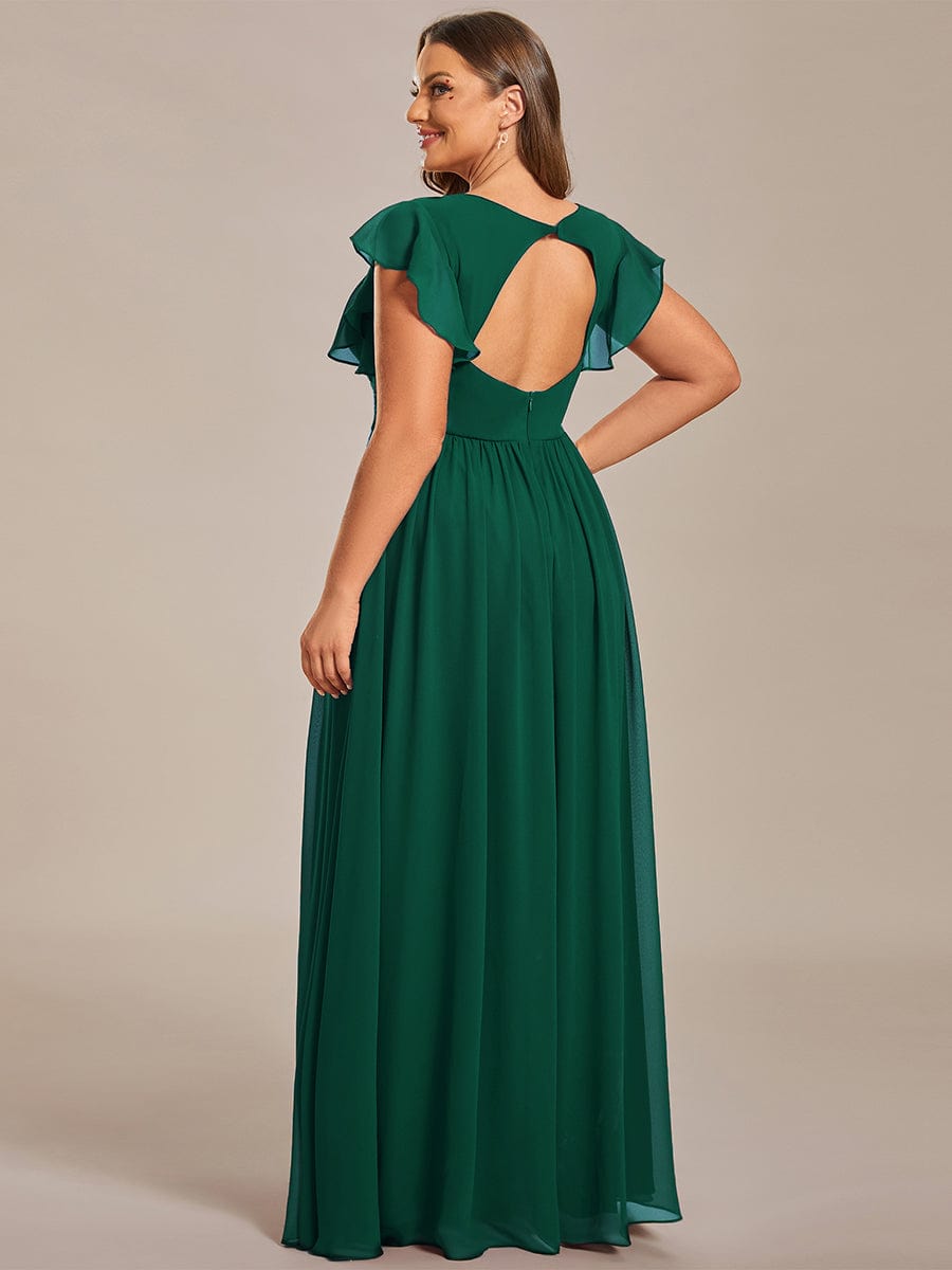 Plus Size Chiffon Pleated A-Line Back Cutout Bridesmaid Dress Formal Evening Dresses Gowns