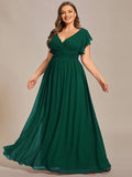 Plus Size Chiffon Pleated A-Line Back Cutout Bridesmaid Dress Formal Evening Dresses Gowns