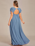Plus Size Chiffon Pleated A-Line Back Cutout Bridesmaid Dress Formal Evening Dresses Gowns