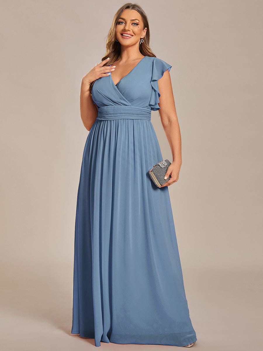 Plus Size Chiffon Pleated A-Line Back Cutout Bridesmaid Dress Formal Evening Dresses Gowns