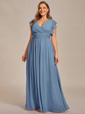 Plus Size Chiffon Pleated A-Line Back Cutout Bridesmaid Dress Formal Evening Dresses Gowns
