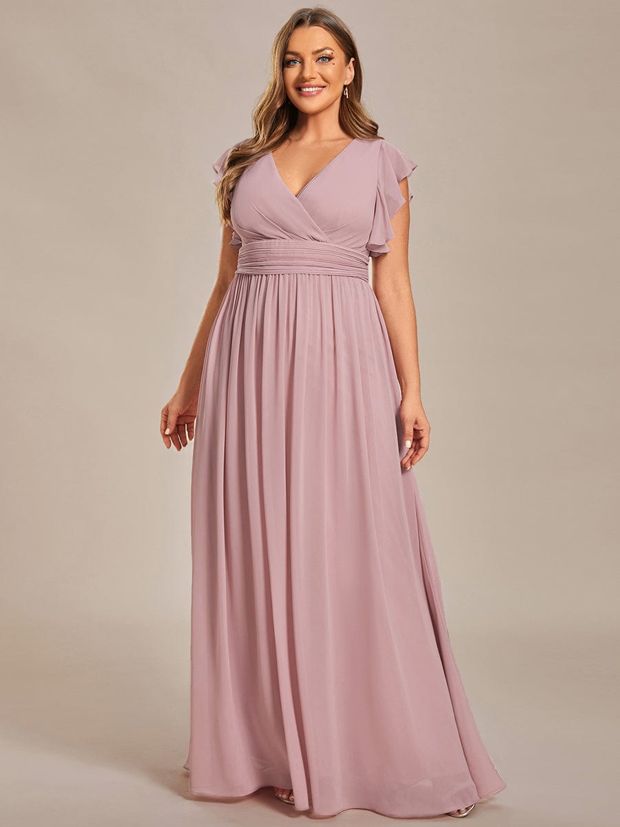 Plus Size Chiffon Pleated A-Line Back Cutout Bridesmaid Dress Formal Evening Dresses Gowns