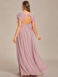 Plus Size Chiffon Pleated A-Line Back Cutout Bridesmaid Dress Formal Evening Dresses Gowns