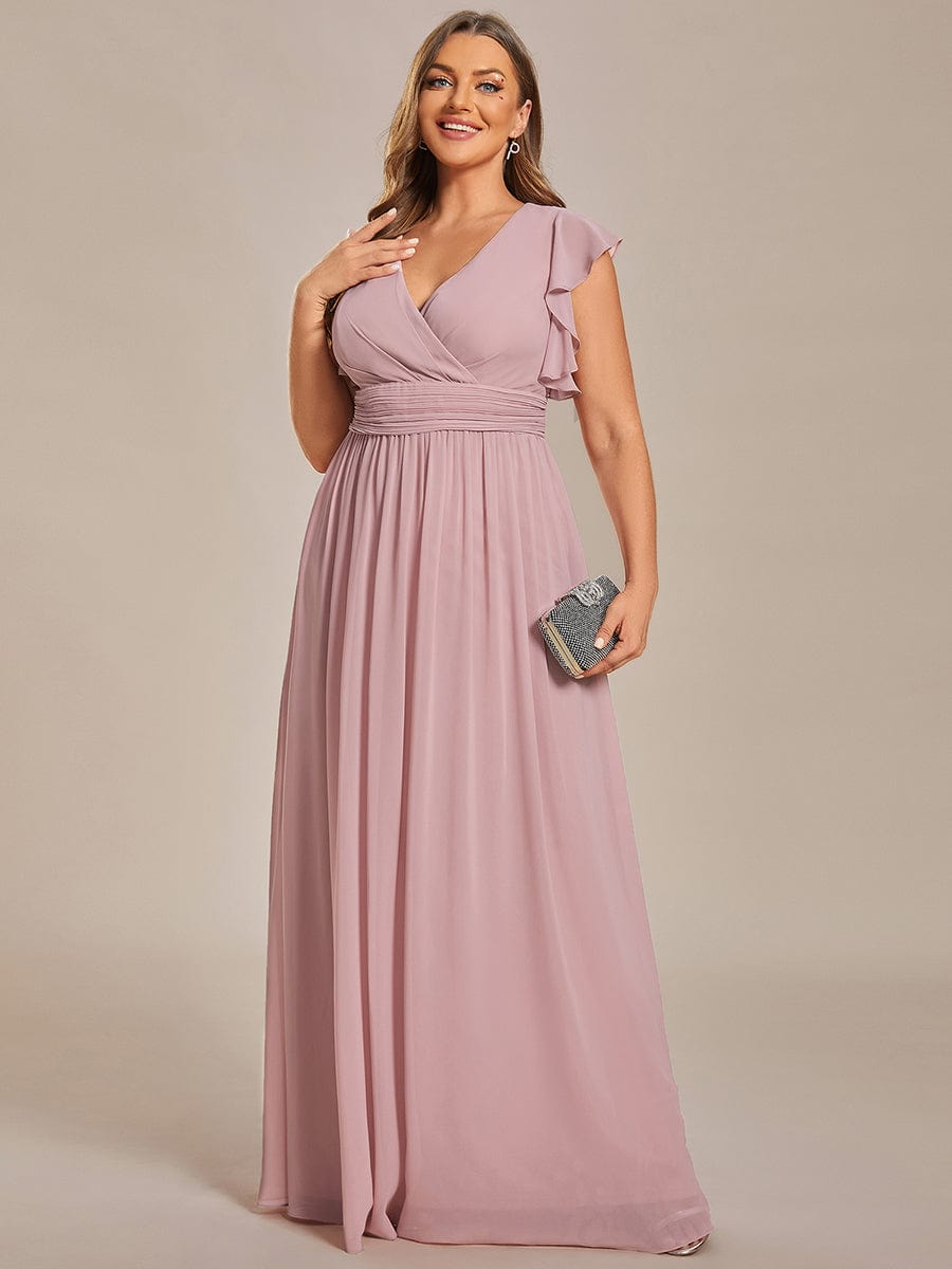 Plus Size Chiffon Pleated A-Line Back Cutout Bridesmaid Dress Formal Evening Dresses Gowns