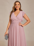 Plus Size Chiffon Pleated A-Line Back Cutout Bridesmaid Dress Formal Evening Dresses Gowns
