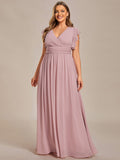 Plus Size Chiffon Pleated A-Line Back Cutout Bridesmaid Dress Formal Evening Dresses Gowns