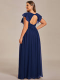 Plus Size Chiffon Pleated A-Line Back Cutout Bridesmaid Dress Formal Evening Dresses Gowns