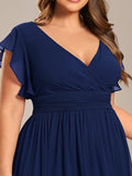 Plus Size Chiffon Pleated A-Line Back Cutout Bridesmaid Dress Formal Evening Dresses Gowns