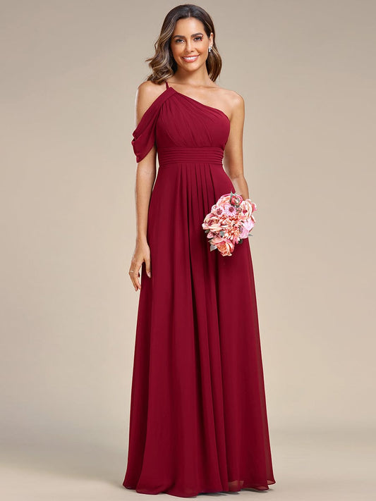 Asymmetrical One-Shoulder Sleeveless Chiffon Bridesmaid Dress Women's Formal Evening Dresses