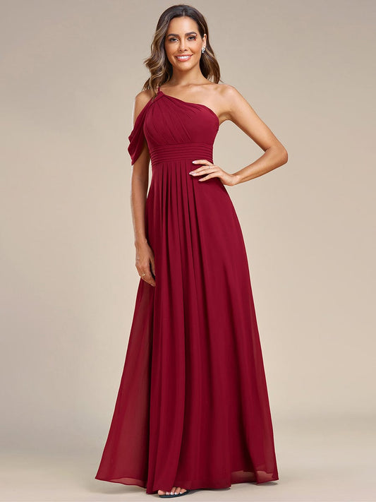 Asymmetrical One-Shoulder Sleeveless Chiffon Bridesmaid Dress Women's Formal Evening Dresses