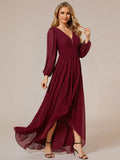 Vestido de dama de honor de gasa midi, largo, plisado y transparente, corte A, para fiesta de graduación