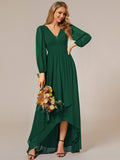 Vestido de dama de honor de gasa midi, largo, plisado y transparente, corte A, para fiesta de graduación