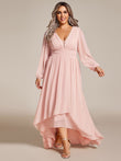 Vestido de dama de honor de gasa midi, largo, plisado y transparente, corte A, para fiesta de graduación
