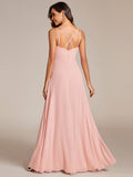 Deep V-Neck High Front Slit Spaghetti Strap Back X-Cross Bridesmaid Dress Prom Evening Dresses