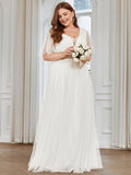 Custom Size A-Line Pleated Flutter Sleeve Tulle Maxi Bridesmaid Dress Mother of the Bride Dress Evening Gowns