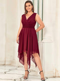 Custom Size Chiffon Double V Neck Asymmetrical Hem Dress Junior Bridesmaid Dresses Party Gowns