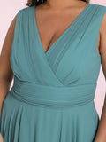 Custom Size Chiffon Double V Neck Asymmetrical Hem Dress Junior Bridesmaid Dresses Party Gowns