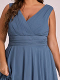 Custom Size Chiffon Double V Neck Asymmetrical Hem Dress Junior Bridesmaid Dresses Party Gowns