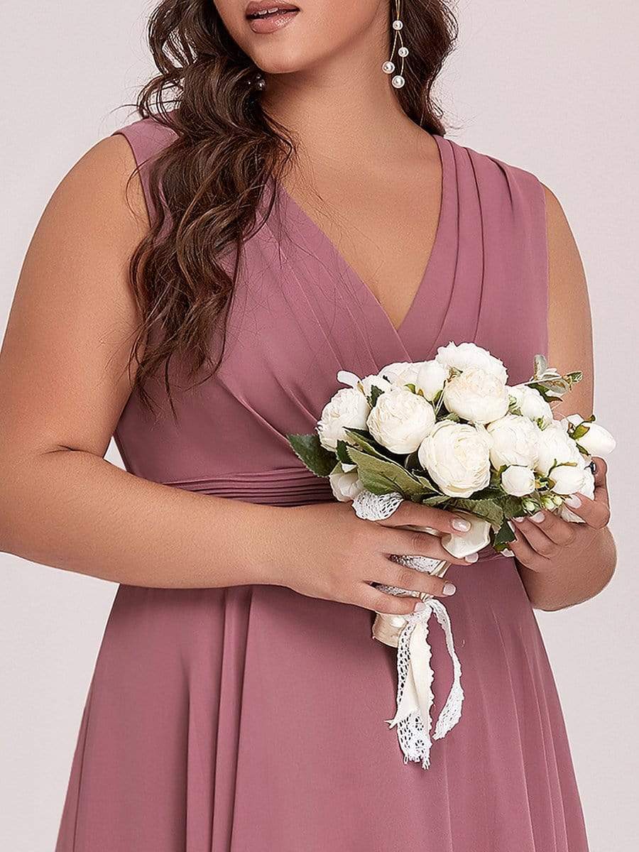 Custom Size Chiffon Double V Neck Asymmetrical Hem Dress Junior Bridesmaid Dresses Party Gowns